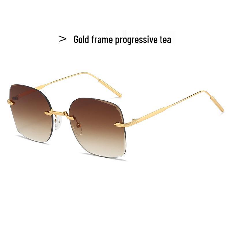 2025 Unisex Rimless Metal Sunglasses with UV Protection & Gradient Lenses