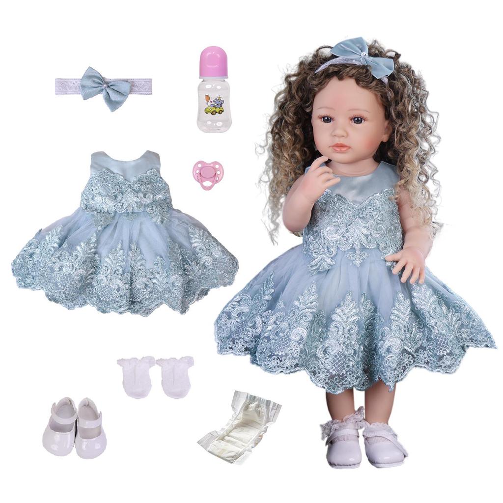 Lifelike 55 Cm Princess Reborn Baby Doll Bathe Silicone Vinyl Newborn Babies Doll Toy Suit Kids Early Educational Christmas Gifts