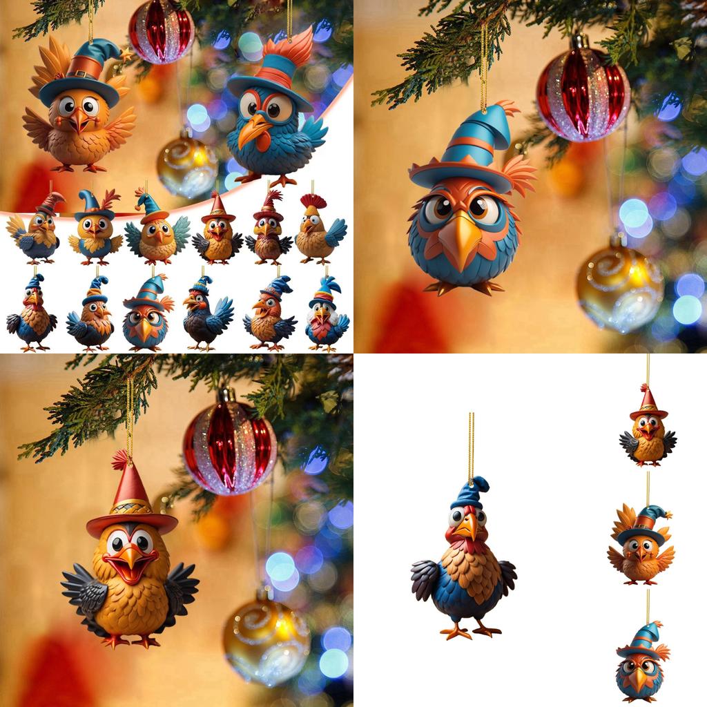 Colorful Acrylic Turkey Car Ornament Festive Christmas Tree Decoration For Home