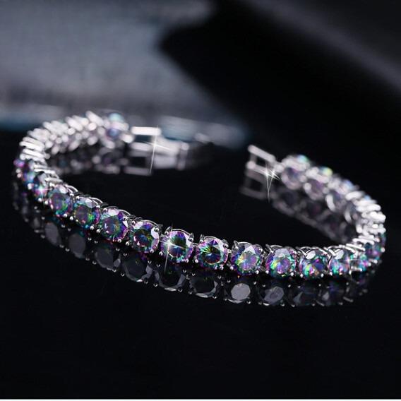 

Ювелирные изделия, Браслет с цирконом цвета ААА, Круглый циркон с платиновым покрытием, Женские украшения