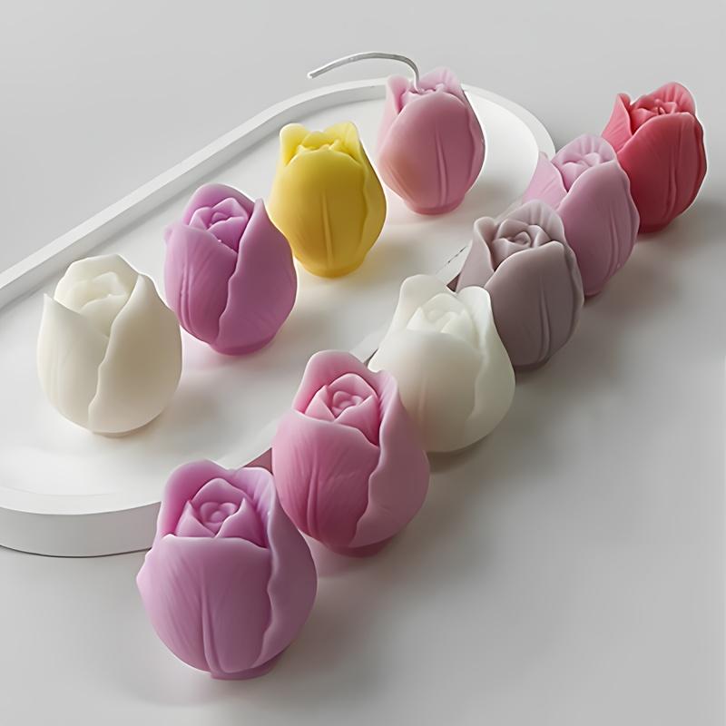 Formă de silicon lalea pentru lumânări și săpunuri, modele florale pentru crafting DIY, fabricare lumânări, formă de silicon florală flexibilă