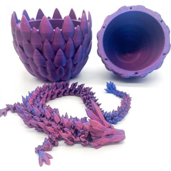 3D Printed Dragon Egg Toy Movable Joints Articulated Dragon Figurine Model Toy Desktop Decoration Kids Adults Collection Gifts