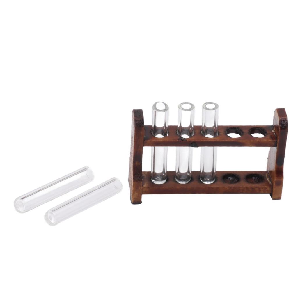 1:12 Puppenhaus Reagenzgläser, Mini Reagenzgläser mit Ständer, Simulations Miniatur Reagenzgläser, Wissenschaftslabor, Puppenhaus Dekorative Zubehör für Puppenhaus