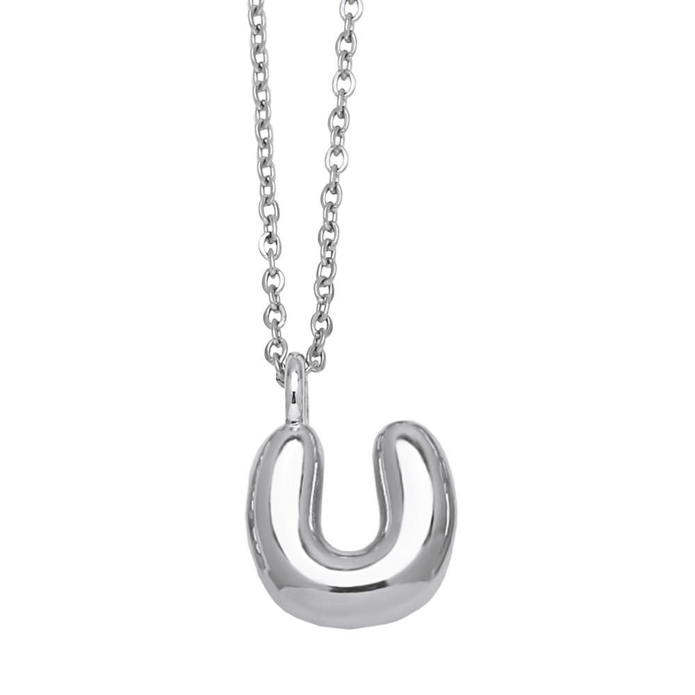 Creative Copper Color Chunky Balloon Bubble Initial Letter Pendant Choker Necklaces for Women Custom Personalized Jewelry