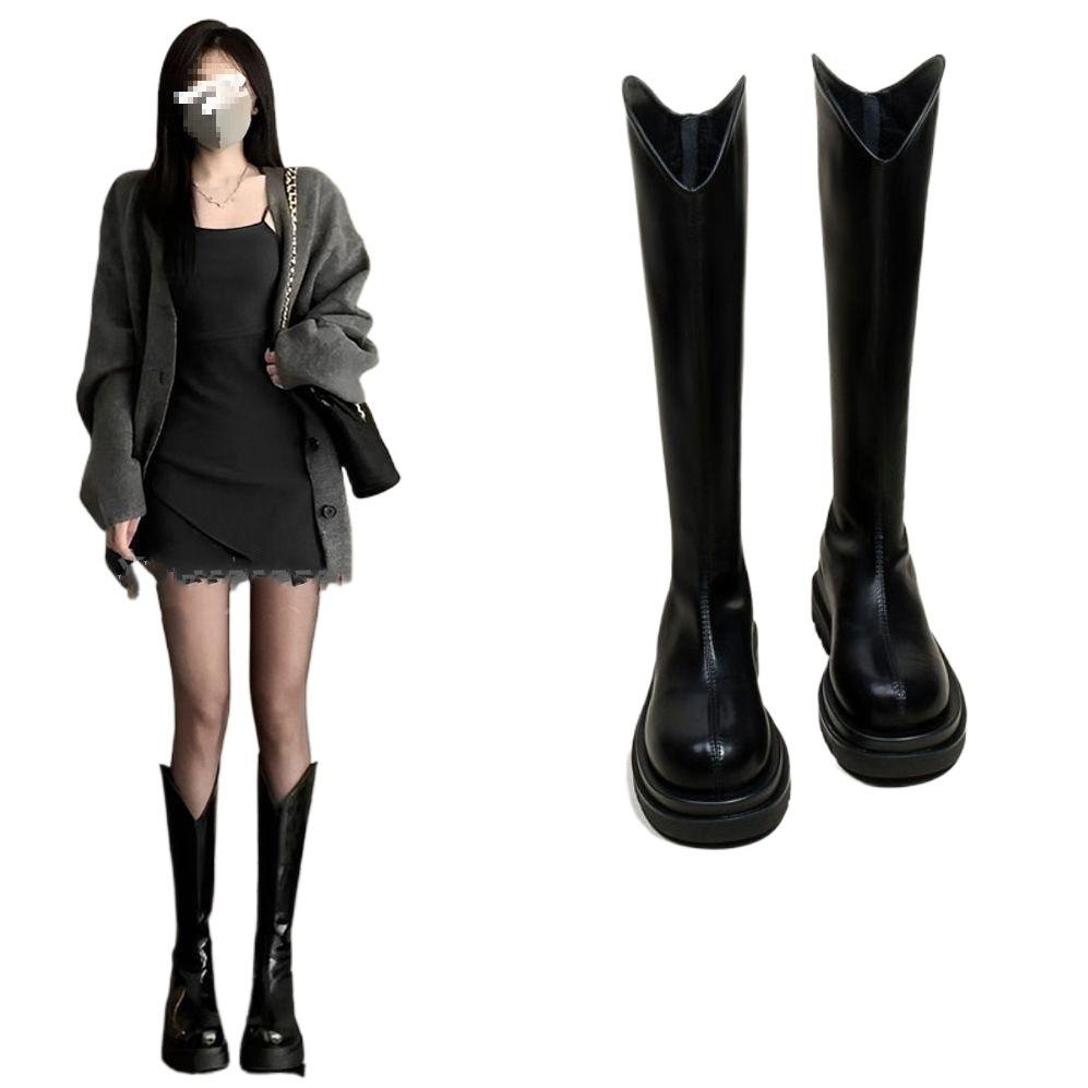 Boots Women's Knight Boots 2025 New Elastic Skinny Boots Thick-soled High Boots Small Men But Knee Long Boots