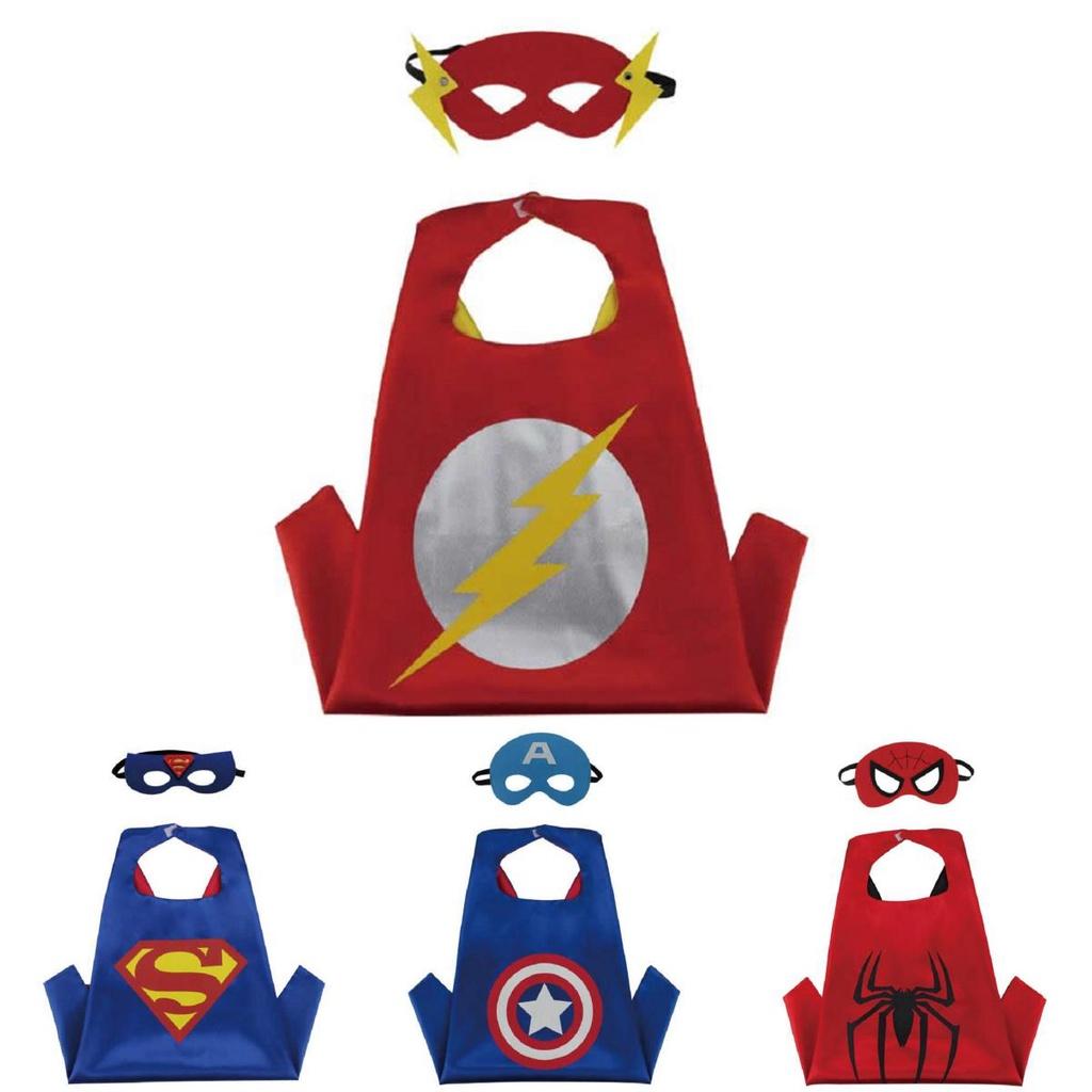Costume Anime Marvel Cosplay Mantello da Supereroe e Set Maschera per Bambini Festa di Halloween