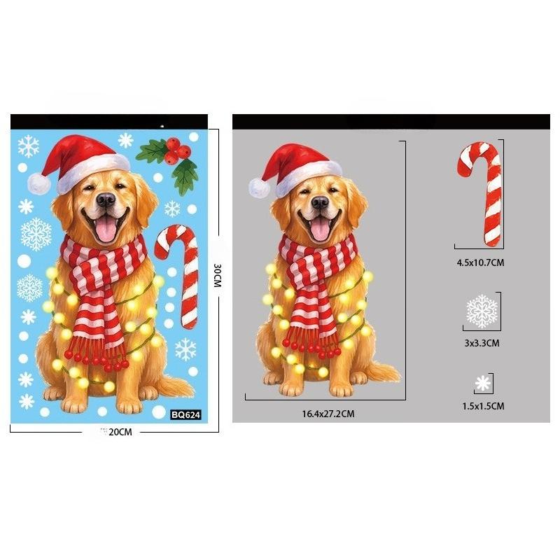 Decoratiuni de Crăciun Autocolante pentru fereastră Desen animat Elan Moș Crăciun Om de zăpadă Autocolante cu oglindă de Crăciun Autocolant pentru Crăciun Fericit Anul Nou