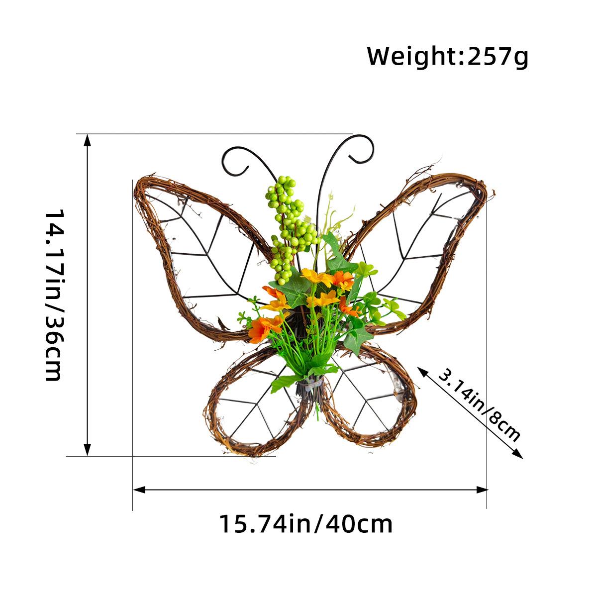 

Декоративный осенний венок 40 см, декор-гирлянда для праздника урожая, дня благодарения, подвесной венок на входную дверь, венок с бабочками 36x40cm