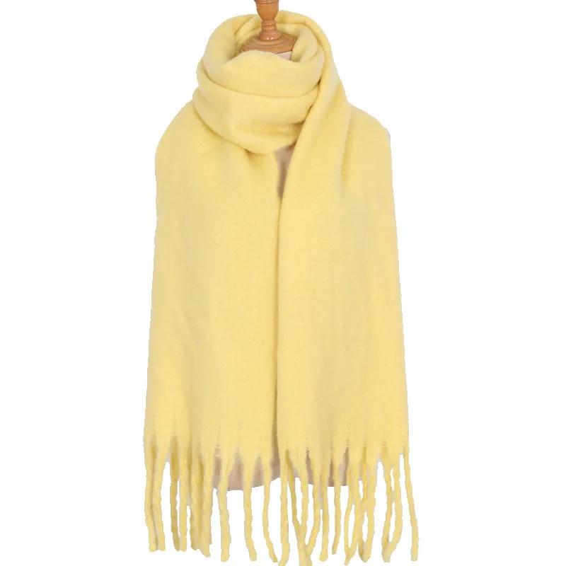 Solid Color Scarf For Women Super Thick Warm In Winter Big Shawl Plush White Snow Scarf  Design Unisex Foulard