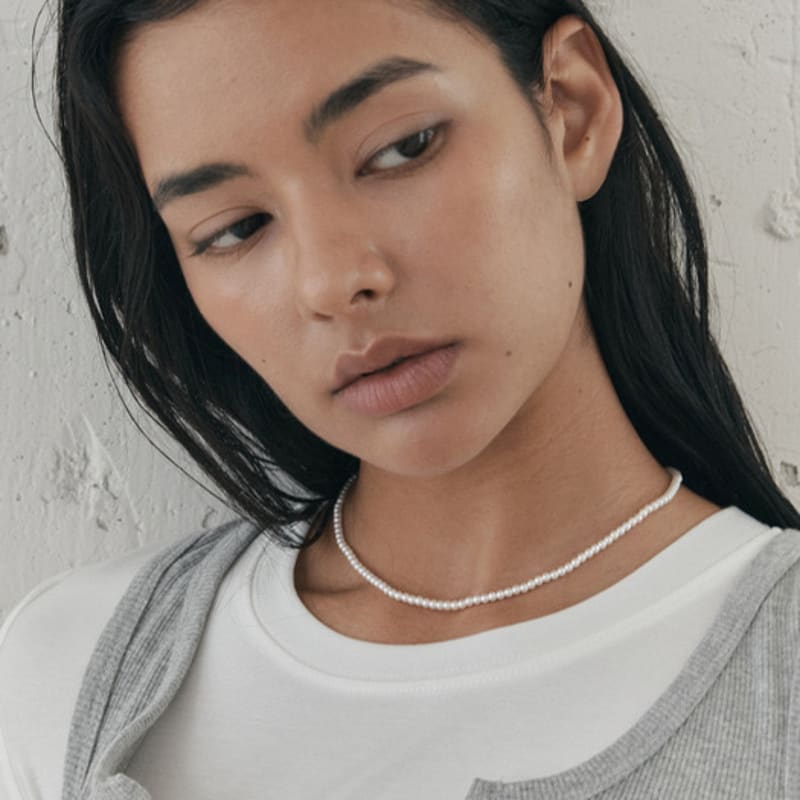 ATTICA [S925] Raw Essential Classic 3mm Pearl Necklace.nas027