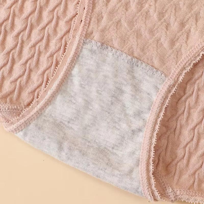 Bubble design Panties solid color Plus size High waist cotton underpants Belly Control briefs Women's underwear
