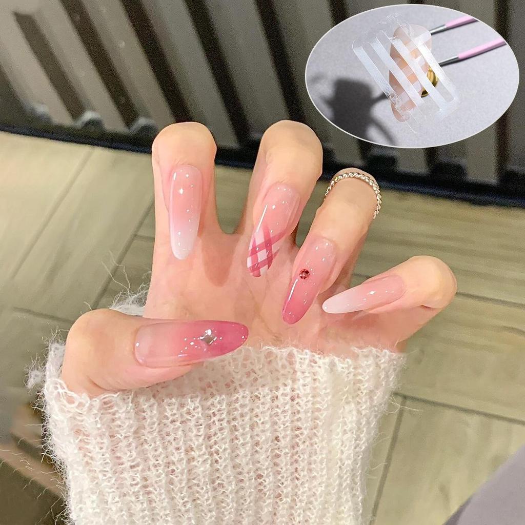 Transparent Multi-Purpose French Manicure Template Stickers with Art Lattice Pattern