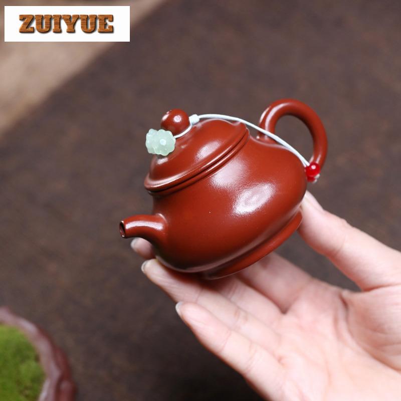 95ml Autentiska Yixing Lila Lera Tekannor Handgjord Pan Pot Rå Malm Dahongpao Lera Vattenkokare Kinesisk Zisha Teservis Cha Tillbehör