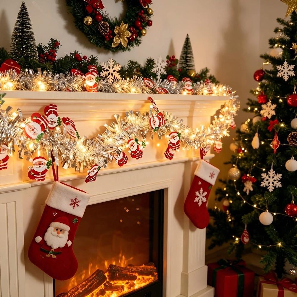 Glowing Light Christmas LED String Lights Santa Claus Xmas Tree Pendant  Home Decor