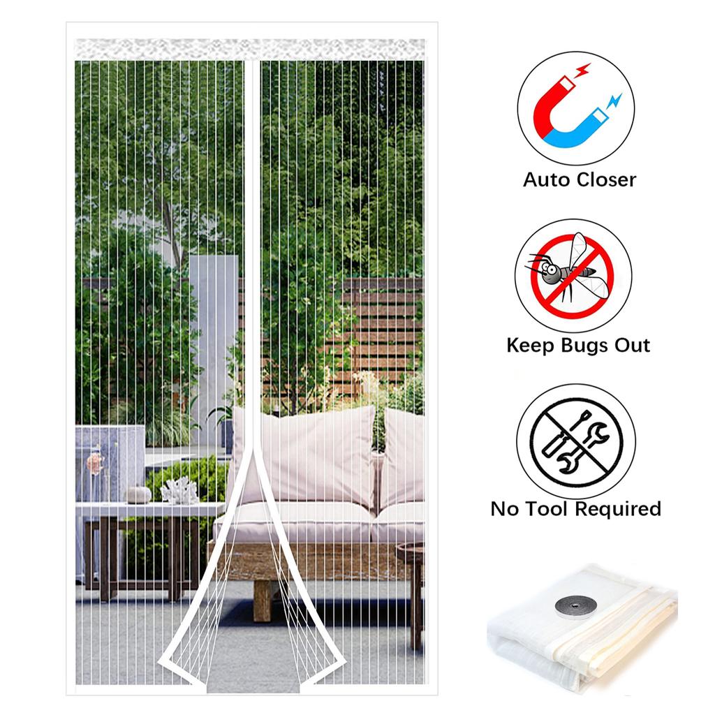Magnetic Screen Door Curtain Mosquito and Insect-Proof Mesh Door Curtain Magnetic Sealing Device for Window and Door Screens