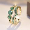 Charm Female Green Purple Blue Zircon Stone Open Adjustable Ring Vintage Gold Color Wedding Jewelry For Women