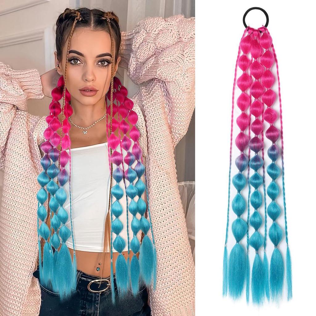Lantern Braid Long Bubble Ponytail Wig - Fashionable Women's Street Style