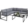 Three Piece L Shaped Garden Furniture Set With Cushions Grey