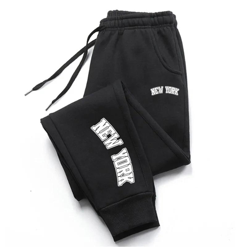 

New York Sports Pants for Men Casual Sweatpants Outdoors Jogging Fashion the Four Seasons Daily Versatile Men s Clothing Fleece Pants XS чорний
