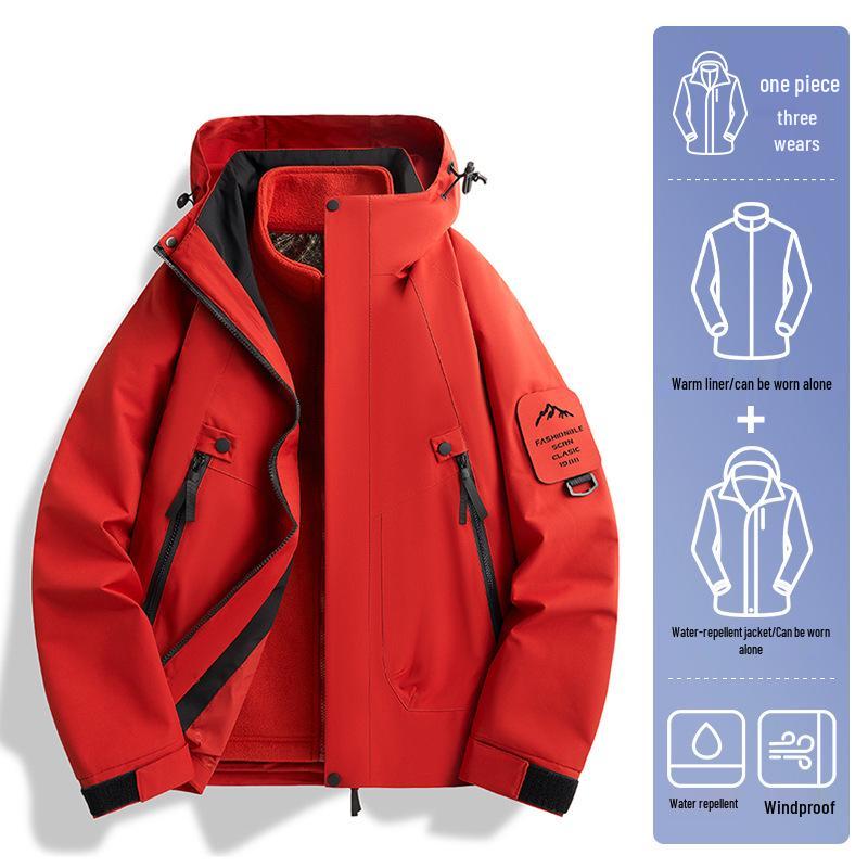 Unisex 3-in-1 Windproof Waterproof Hiking Jacket with Detachable Liner for Autumn/Winter