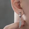 Stainless Steel Hip-pop Style Non Piercing Hoop Earrings Feather Pendant Ear Clips for Men Women Ear Daily Wear Jewelry