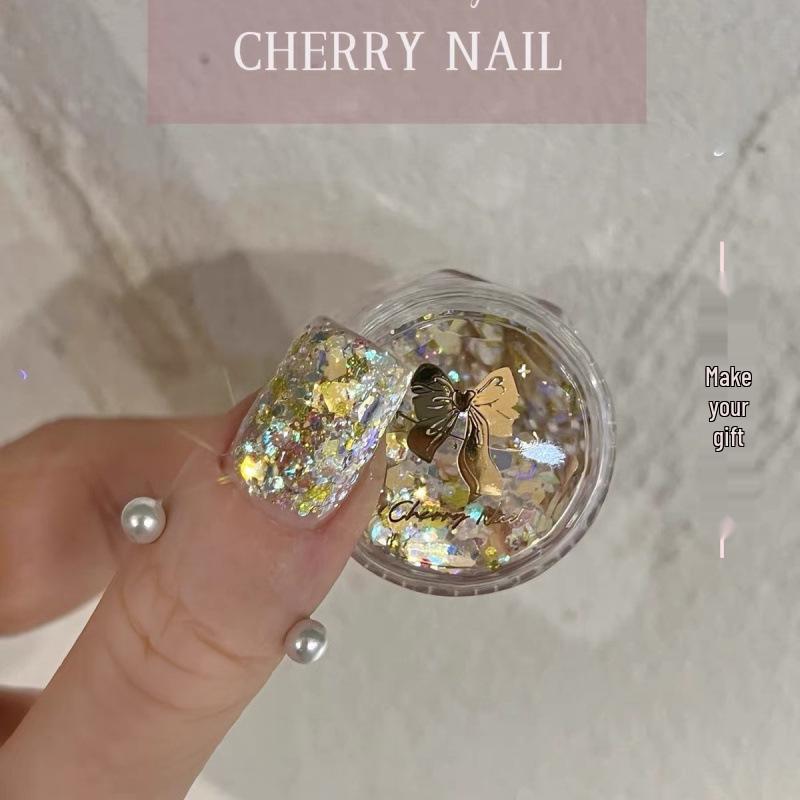 Cherry Nail Glitter: Super Flash Laser Sequins Korean Style Patches - Shiny Influencer Favorite