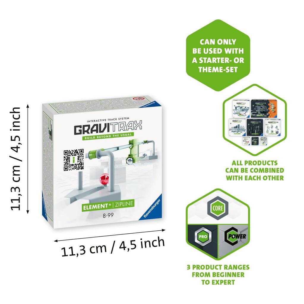 Ravensburger Marmurowy bieg (Zabawka tor kulkowy) GraviTrax Zjazd Tyroliczką Dodatkowe Elementy 27472 7 (Wiek 8+) [Zabawka edukacyjna, Prezent na urodziny/Boże Narodzenie]