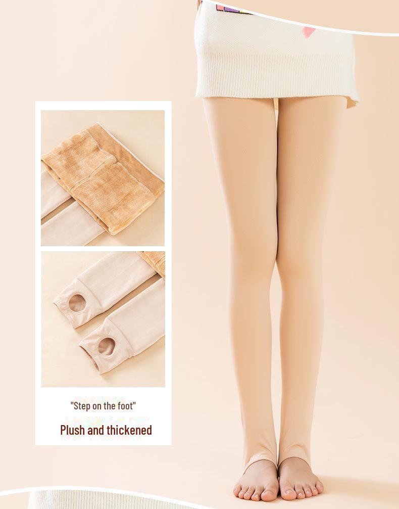 Bonas Nude Fleischfarbene Warme Leggings - Herbst/Winter Samt Strumpfhose