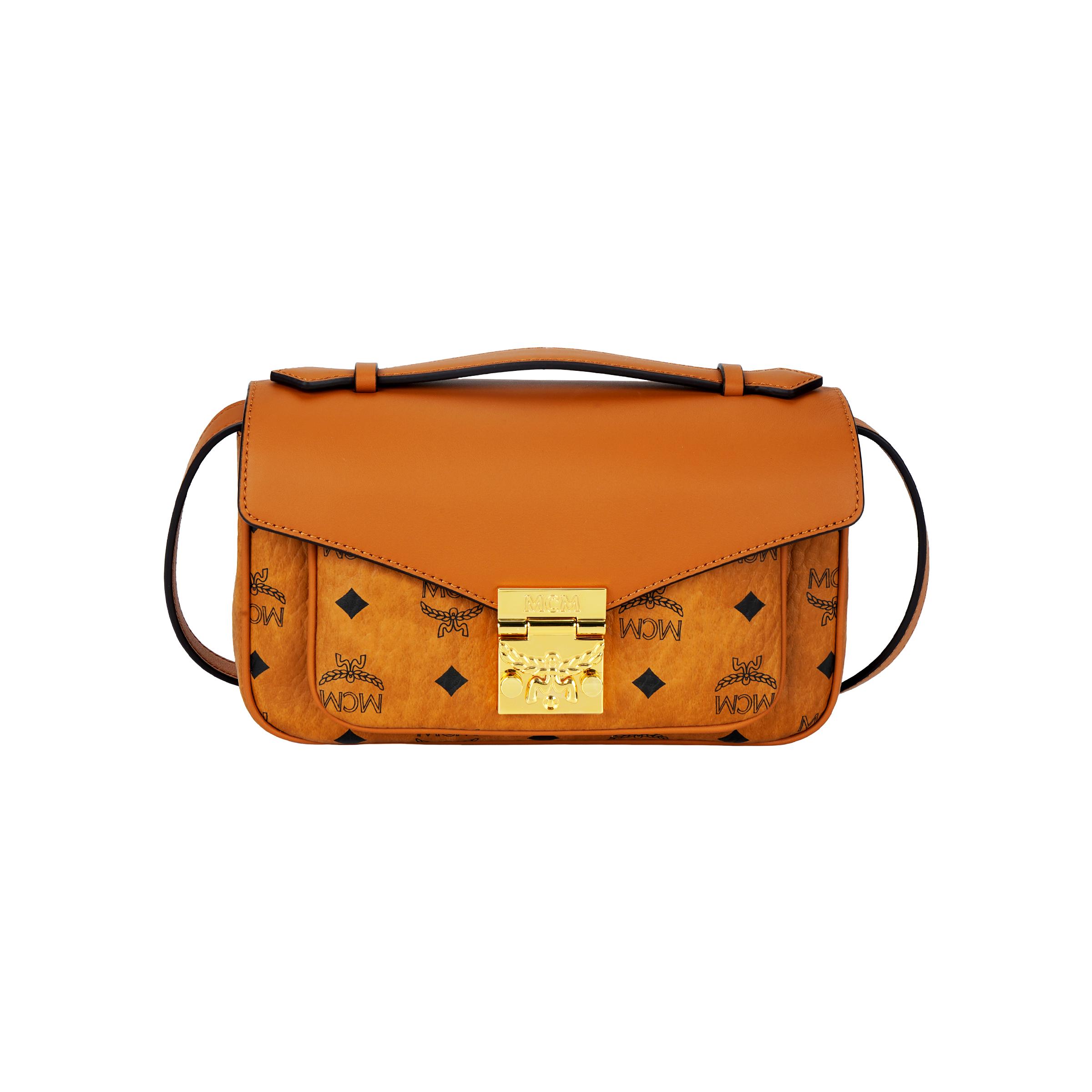 MCM Laurierbloem Gesp Afneembare Verstelbare Schouderband Gecoat Canvas en Leer Middelgrote Schouder Crossbody Handtas MWRFSXT01CO001 Basic Set (Bag+Dust Bag)