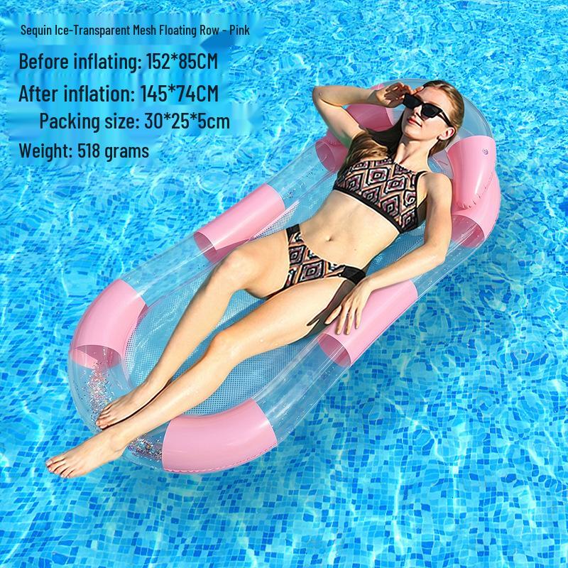 Tumbona Flotante Inflable Plegable Transfronteriza con Respaldo y Malla