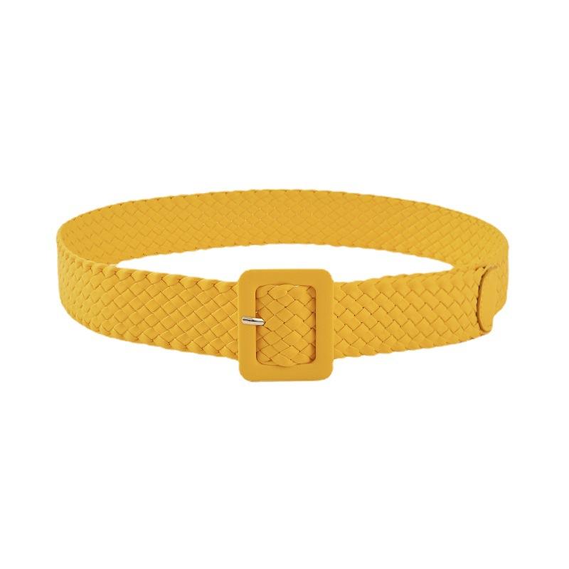 Japanese Pastoral Woven Wide Belt Candy Color Bag Buckle Decorative Dress Jeans Belt Women