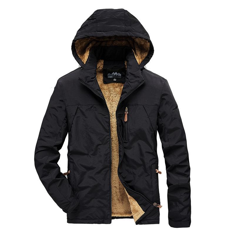 New Autumn and Winter Fleece Jacket Men's Casual Outdoor Removable Hood Quick-drying Coat Cotton Jacket