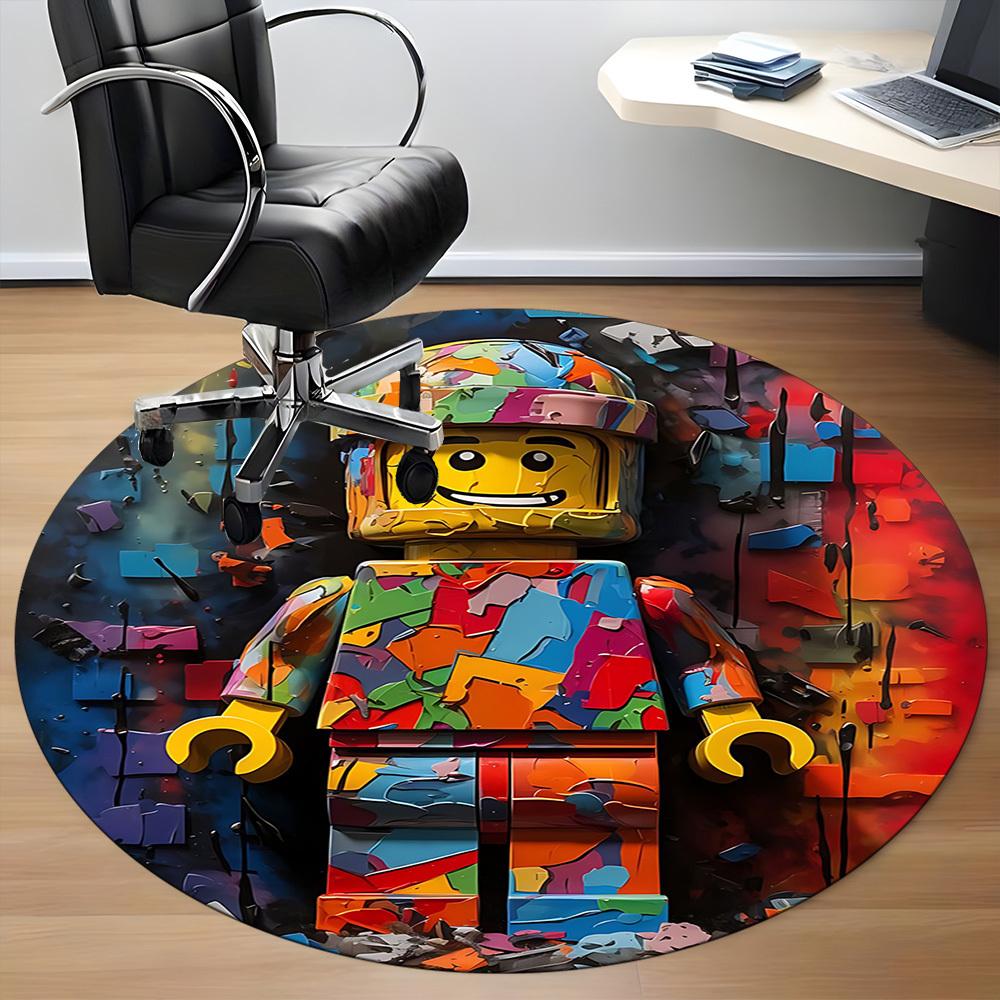 1pz Tappeto Rotondo Lego Art Ufficio, Tappetino da Interno Adatto per Ufficio, Camera da Letto Soggiorno Decorazione Casa, Decorazione Stanza, Offic a0928210