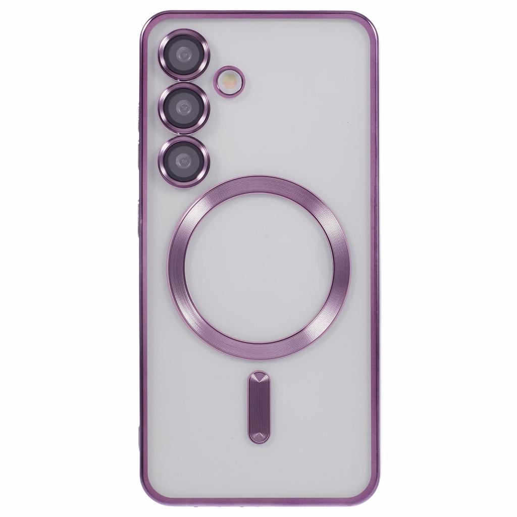 For Samsung Galaxy S25 Magnetic Case Electroplated TPU Phone Cover with Lens Film