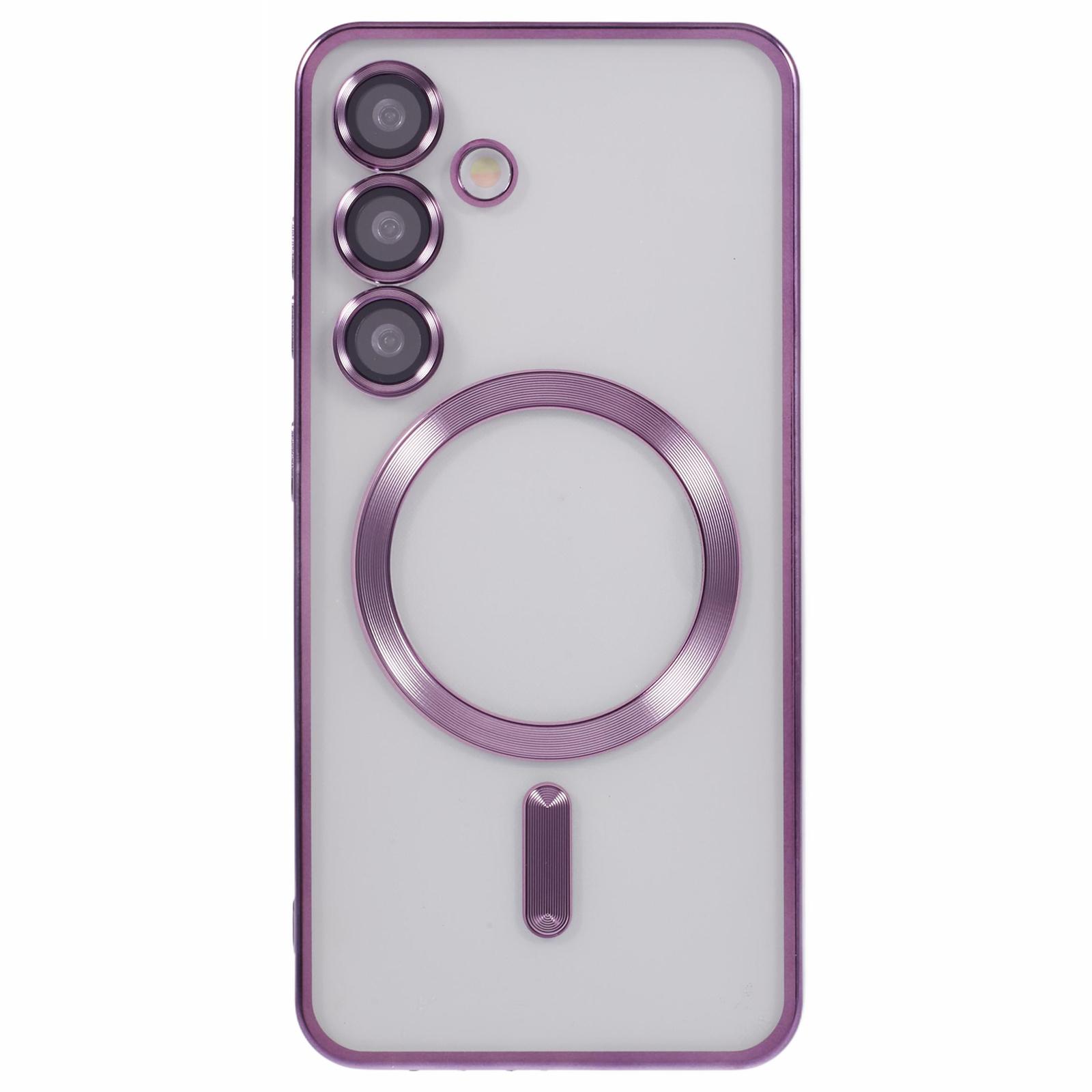 

Чохол для Samsung Galaxy S25, сумісний з MagSafe, гальванізована TPU накладка для телефону з плівкою для об єктива Dark Purple