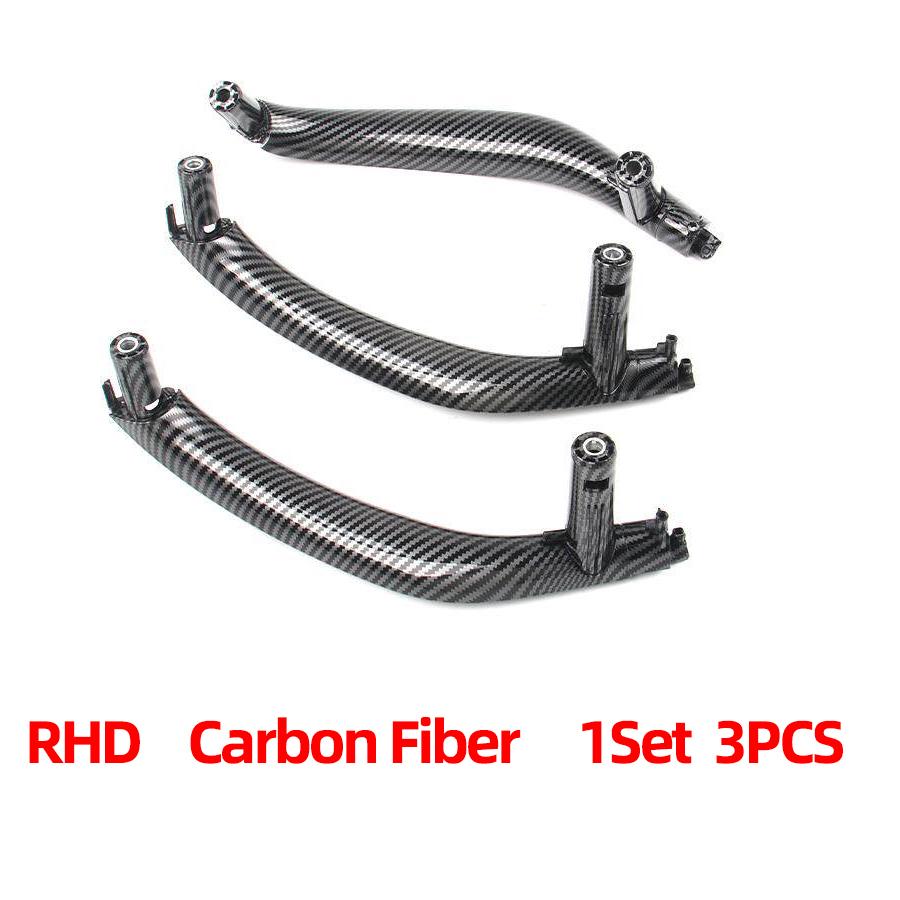 3PCS SET LHD RHD Carbon Fiber Interior Passenger Door Handle Inside Panel Replacement For BMW X5 X6 F15 F16 2014-2018