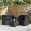 Sofa Set 6 Pieces Black Poly Rattan and Steel
