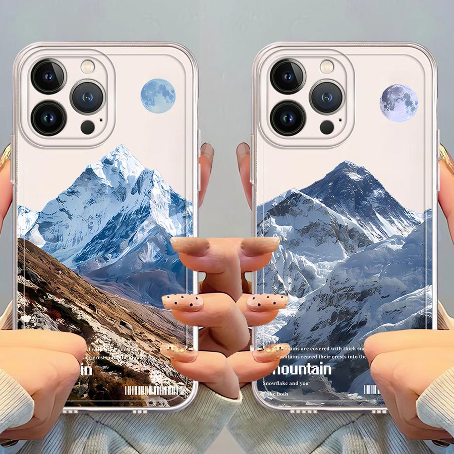 Case for iPhone 17 Pro Max 14 Plus 12 Mini 7 8 11 XS Max XR 16 Air 15 13 Pro Soft Phone Cover Snow Mountain Scenic Range