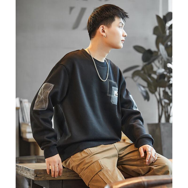 

TonLion Men s Colorblock Patchwork Crewneck Sweatshirt L