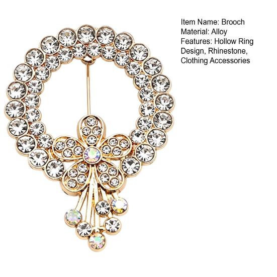 Decorative Shirts Brooch Women Hollow Rhinestone Ring Brooch, Dainty Circle Lapel Elegant Pin Pin, Sweater Cardigan Coat Dress Jewelry Accessories