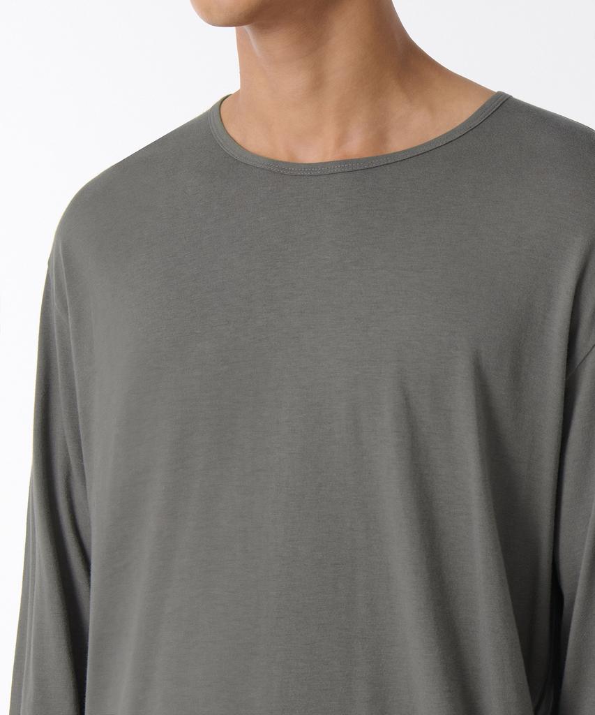 MUSINSA STANDARD Relaxed Cr Scoop Neck Long Sleeve T-Shirt [Khaki Gray]