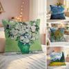 Van Gogh Oil Art Nature Cushion Cover Silky Short Plush Invisible Zipper Dustproof Sofa Pillow Case For Home Decor