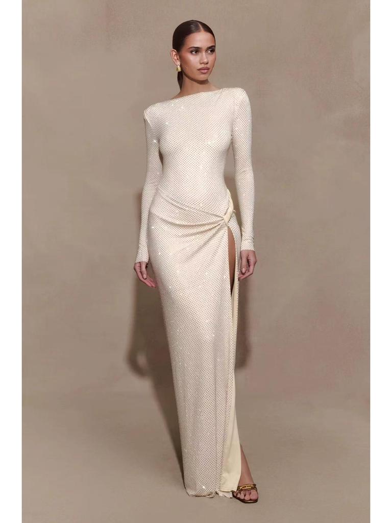 Elegant European & American One-Shoulder Twisted Evening Dress for Women
