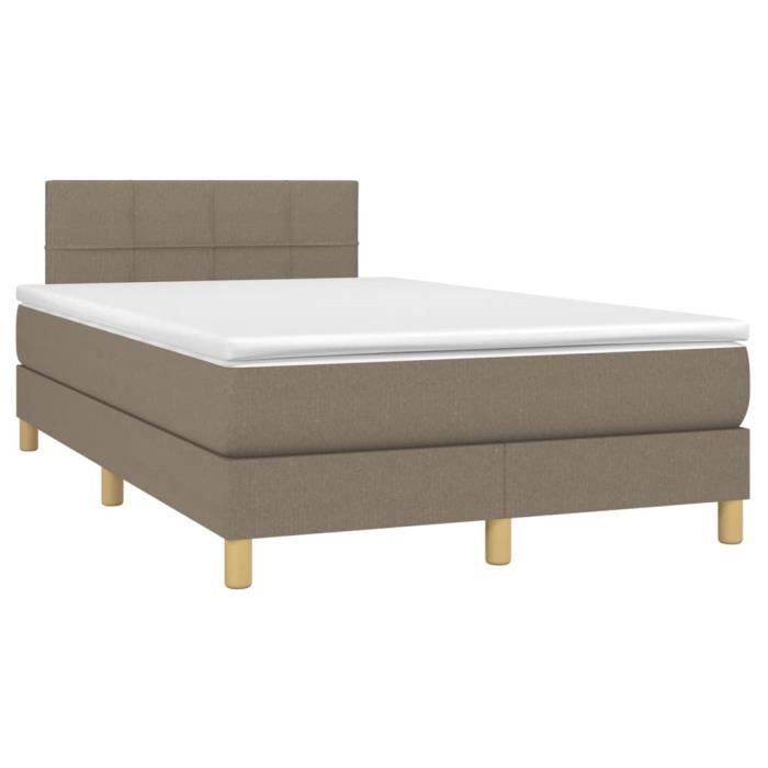 3140605 vidaXL Divan Bed with Mattress Taupe 120x200 Cm Fabric