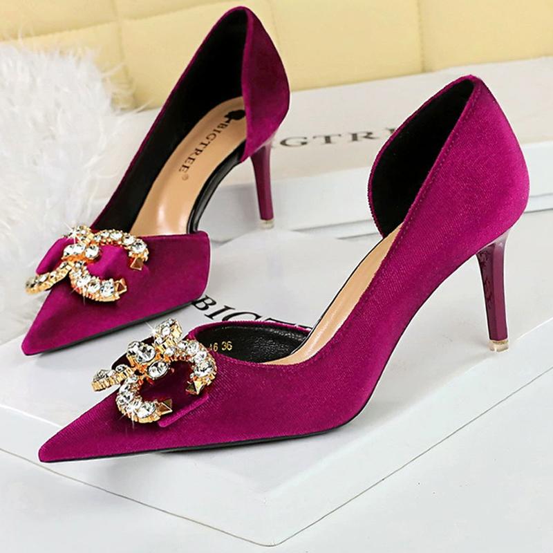Luxury high heels Women 7 cm 10.5 cm stilettos Metal Rhinestone Women Pumps Wedding shoes Ladies Sexy Prom Shoes 2025