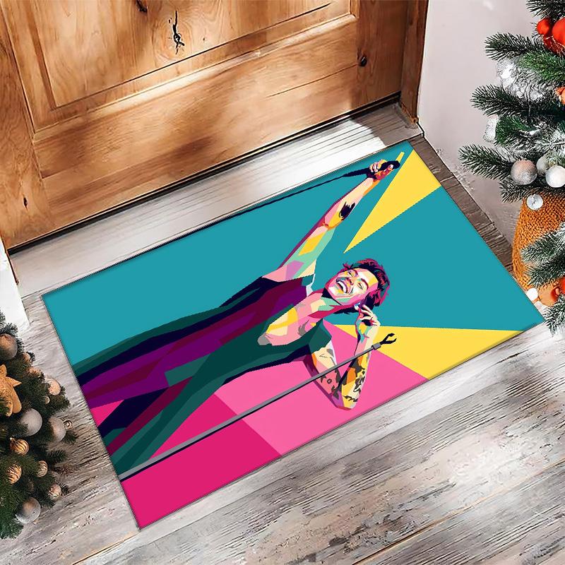Weicher Kristall-Samt-Bodenläufer, Harry Styles Anti-Rutsch Dekorativer Teppich, Plüsch-Bereichsmatte für Indoor-Heimdekoration