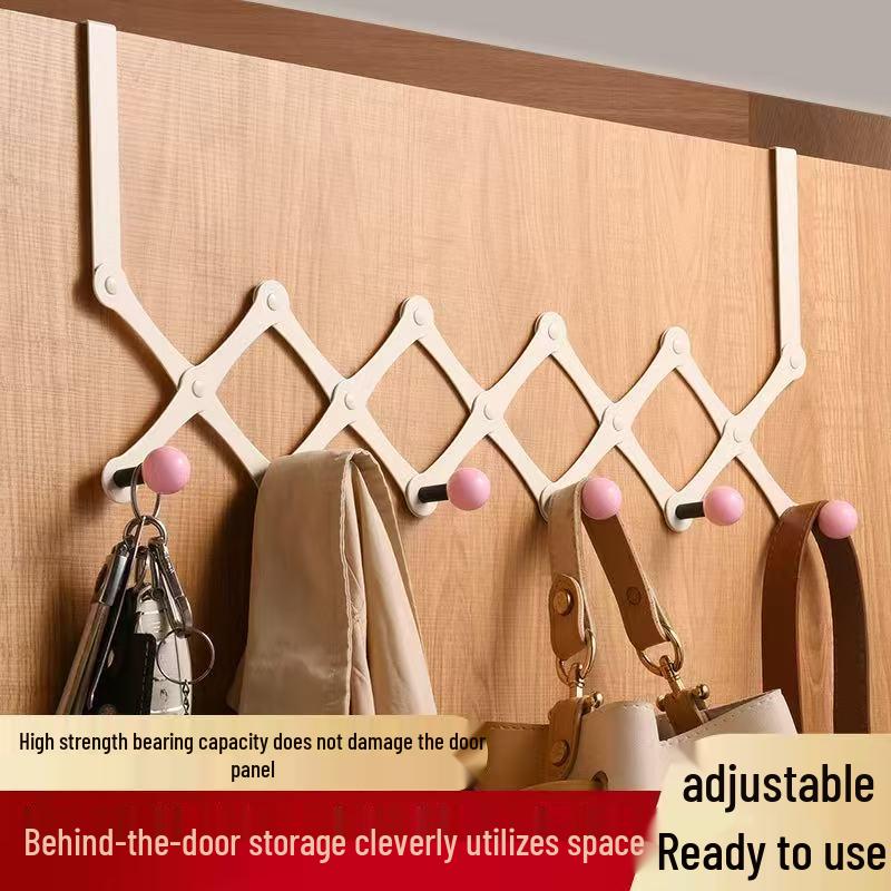 Door-Mounted Foldable Bag & Coat Rack with Stainless Steel Hooks