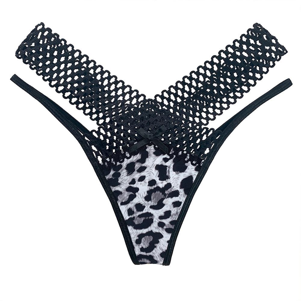 European and American Interwoven Hollow Ice Silk Underwear Women's Sports Fashion Outer See-through Low Waist Thin Belt Temptation Sexy Thong