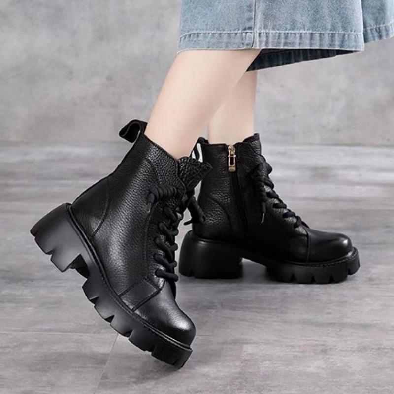 Spring Autumn New Fashionable Luxury Women's Boots British Style Versatile Fashion Round Head Fashion Boots Casual Women's Shoes