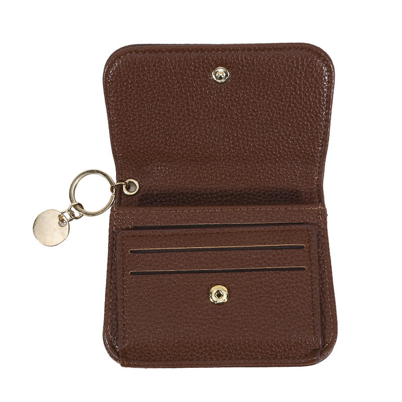 Ladies' Simple PU Leather Mini Zip Around Wallet Solid Color Slim Card Holder Coin Purse with RFID Blocking